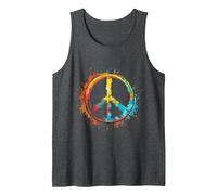 Peace Love Costume Hippie Symbole de Paix années 60 et 70 Débardeur, Homme, Chiné Foncé, S