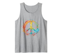 Peace Love Costume Hippie Symbole de Paix années 60 et 70 Débardeur, Homme, Gris Chiné, M