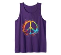 Peace Love Costume Hippie Symbole de Paix années 60 et 70 Débardeur, Homme, Violet, XL