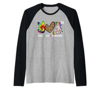Peace Love Crayon Tie Dye 3e année Motif léopard Manche Raglan