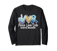 Peace Love Cure Diabetes Awareness Manche Longue