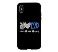 Peace Love Cure Diabetes Awareness T2D Diabetes Coque pour iPhone X/XS