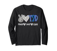 Peace Love Cure Diabetes Awareness T2D Diabetes Manche Longue