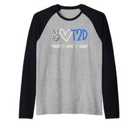 Peace Love Cure Diabetes Awareness T2D Diabetes Manche Raglan