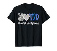 Peace Love Cure Diabetes Awareness T2D Diabetes T-Shirt Graphique avec Valeur