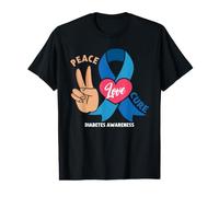 Peace Love Cure Diabetes Awareness Type 1 Diabétique Warrior T-Shirt Graphique avec Valeur