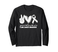 Peace Love Cure Lung Cancer Awareness Manche Longue