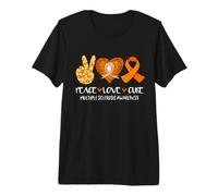 Peace Love Cure Mars Support de Sensibilisation à la sclérose en plaques T-Shirt Haut de Gamme