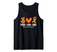 Peace Love Cure TDAH Ruban Orange en Forme de cœur Débardeur