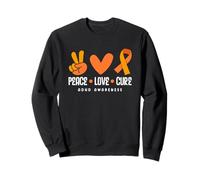 Peace Love Cure TDAH Ruban Orange en Forme de cœur Sweatshirt
