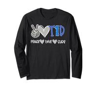Peace Love Cure Type One Diabetes Awareness T1D Manche Longue