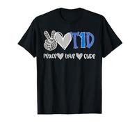 Peace Love Cure Type One Diabetes Awareness T1D T-Shirt Graphique avec Valeur