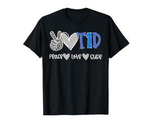 Peace Love Cure Type One Diabetes Awareness T1D T-Shirt Graphique avec Valeur
