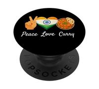 Peace Love Curry Amateur de Cuisine Indienne PopSockets PopGrip Adhésif