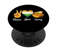 Peace Love Curry Amateur de Cuisine Indienne PopSockets PopGrip Adhésif