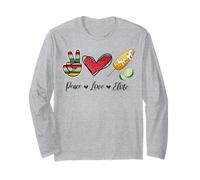 Peace Love Elote Corn COB Funny Food Elotes Leopard Womens Manche Longue