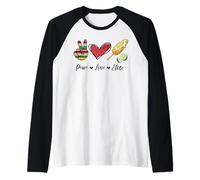 Peace Love Elote Corn COB Funny Food Elotes Leopard Womens Manche Raglan