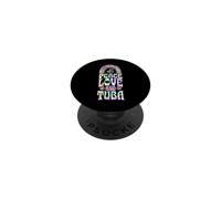 Peace Love et Joueur de Tuba Bohemian Rainbow PopSockets PopGrip Adhésif