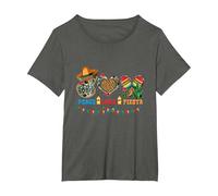 Peace Love Fiesta Cœur Léopard Mexicain Cinco De Mayo Party T-Shirt, Femme Grandes Tailles, Asphalte, 3X