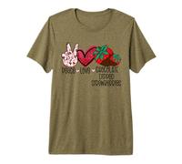 Peace Love Fraises trempées au Chocolat Fermier T-Shirt Haut de Gamme