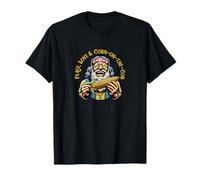 Peace Love Funny Old Hippie Mangeant du maïs Fête nationale T-Shirt