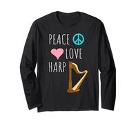 Peace Love Harpe Joueur Musicien Harpiste Musique Harpe Manche Longue