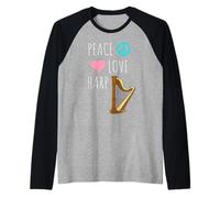 Peace Love Harpe Joueur Musicien Harpiste Musique Harpe Manche Raglan