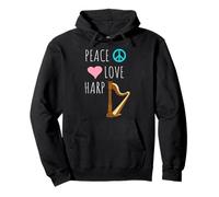 Peace Love Harpe Joueur Musicien Harpiste Musique Harpe Sweat à Capuche