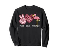 Peace Love Heart Flamants Roses Guépard Léopard Femme Fille Sweatshirt