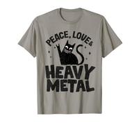 Peace, Love & Heavy Metal Satanique Cat Satan Band Punk Cat T-Shirt