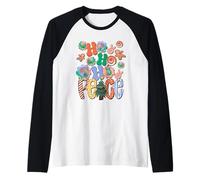 Peace Love Hippie Decor Groovy and Bright Hohoho Christmas Manche Raglan