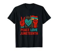 Peace Love Juneteenth Vintage Femmes Black History Month T-Shirt