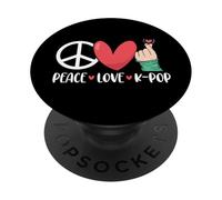 Peace Love K-Pop Amoureux de la Culture coréenne Amoureux Kpop Music PopSockets PopGrip Adhésif