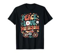 Peace Love Motocross Rider Retro 60s 70s Hippie Retro Motocross Rider T-Shirt