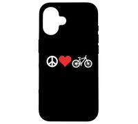 Peace Love Mountain Bikes Funny Retro MTB Biking Coque pour iPhone 16