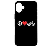 Peace Love Mountain Bikes Funny Retro MTB Biking Coque pour iPhone 16 Plus