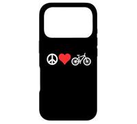 Peace Love Mountain Bikes Funny Retro MTB Biking Coque pour iPhone 17 Pro