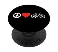 Peace Love Mountain Bikes Funny Retro MTB Biking PopSockets PopGrip Adhésif
