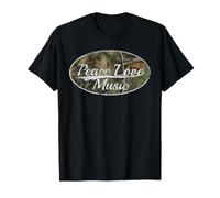 Peace Love Music Camouflage Classic Distressed T-Shirt