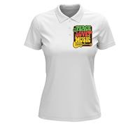 Peace Love Music Rasta Guitar Polo en coton pour femme Blanc, blanc, M
