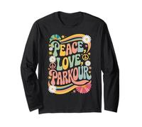 Peace Love Parkour Traceur rétro années 60 et 70 Manche Longue