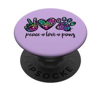 Peace Love Paws Graphic for Women Dog Mom and Animal Lover PopSockets PopGrip Adhésif