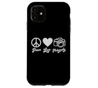 Peace Love Photography Camera Minimaliste Photographe Homme Coque pour iPhone 11