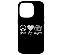 Peace Love Photography Camera Minimaliste Photographe Homme Coque pour iPhone 14 Pro