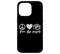 Peace Love Photography Camera Minimaliste Photographe Homme Coque pour iPhone 14 Pro Max
