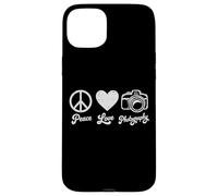 Peace Love Photography Camera Minimaliste Photographe Homme Coque pour iPhone 15 Plus
