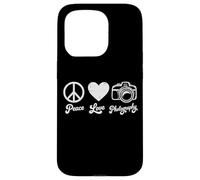 Peace Love Photography Camera Minimaliste Photographe Homme Coque pour iPhone 15 Pro
