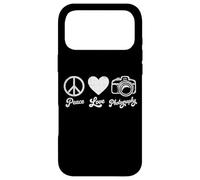 Peace Love Photography Camera Minimaliste Photographe Homme Coque pour iPhone 17 Pro Max