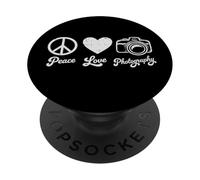 Peace Love Photography Camera Minimaliste Photographe Homme PopSockets PopGrip Adhésif