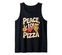 Peace Love Pizza Fun Retro Fast Food Lovers Meme Pizza Face Débardeur